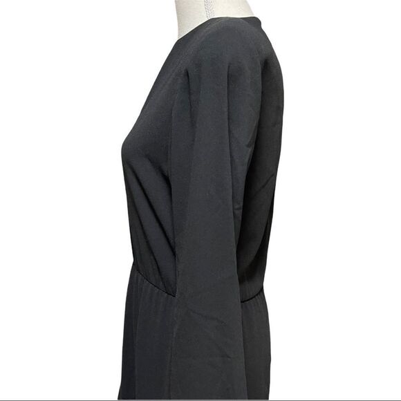 Liz Claiborne Vintage Black Long Sleeve Layered Ruffle Back Button Dress Sz 4 - Picture 4 of 16